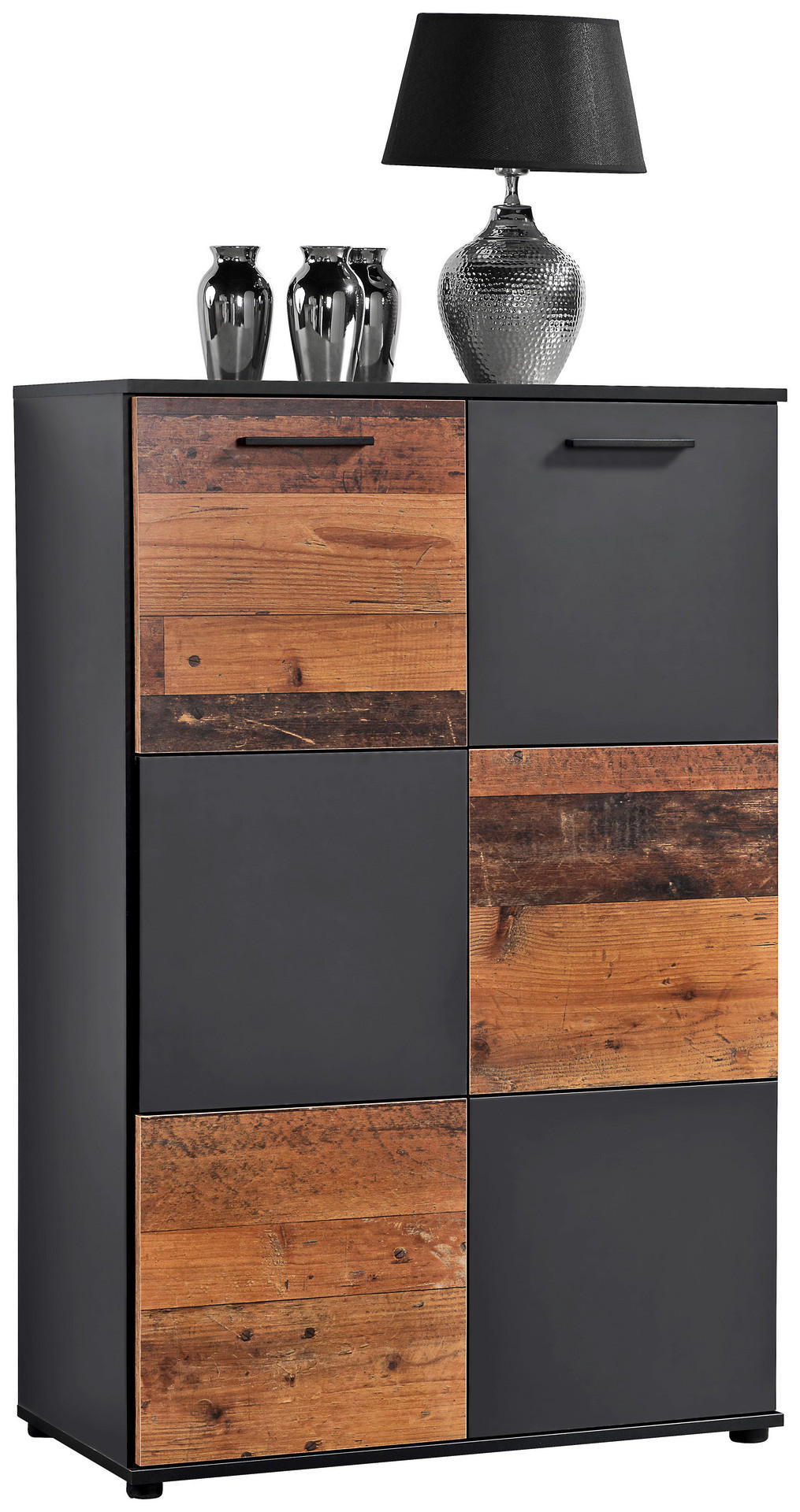 Kommode Zero anthrazit Old Wood Nachbildung B/H/T: ca. 78x120x39 cm Zero - anthrazit (78,00/120,00/39,00cm)