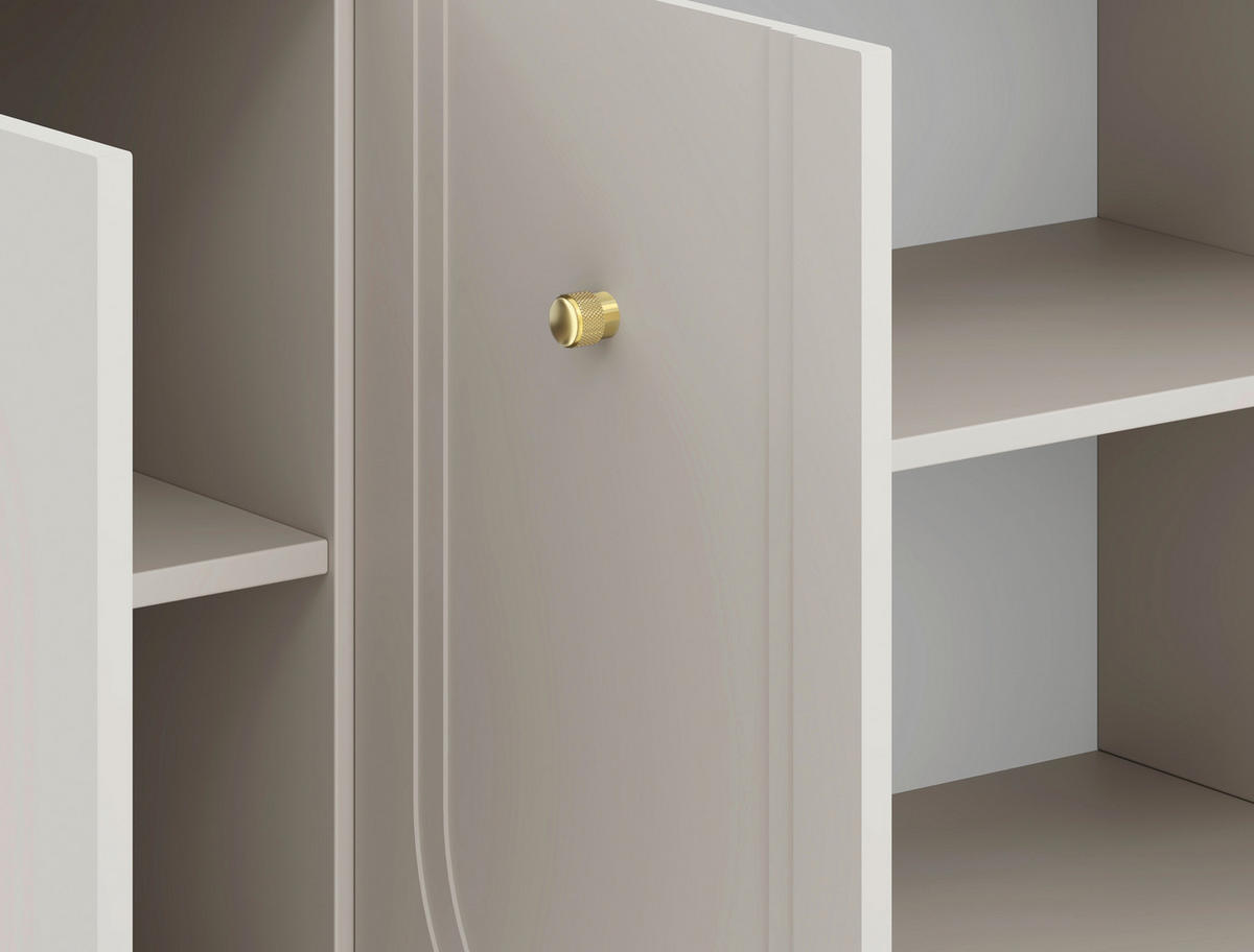 Kommode MAZOMA Eiche Kaschmirgrau Nachbildung gold Optik B/H/T: ca. 154x82x39 cm MAZOMA - gold/Eiche (154,00/82,00/39,00cm) - WIPMEB