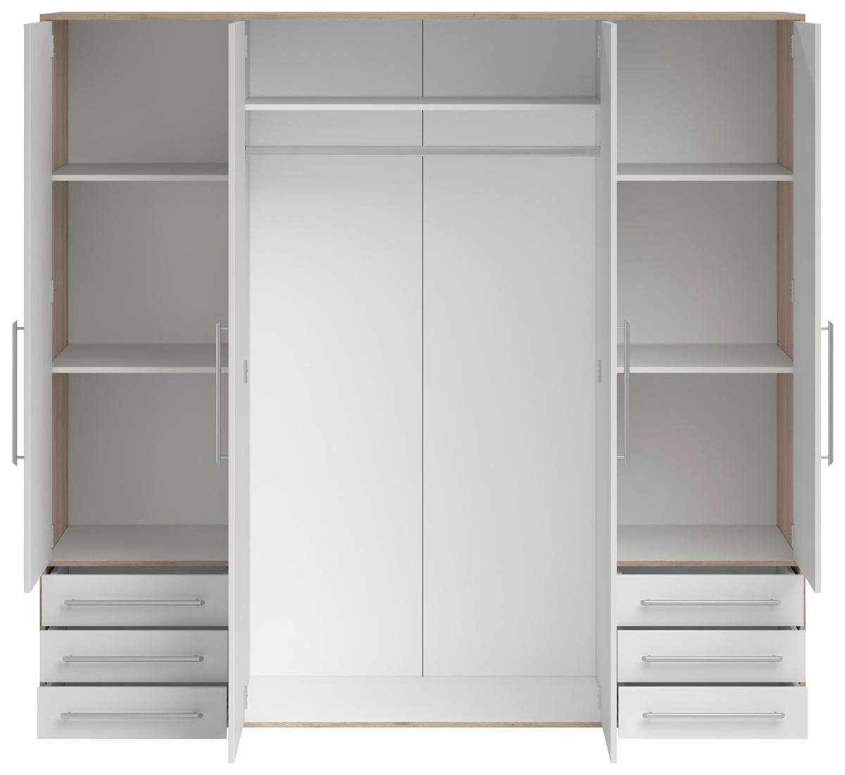 Kleiderschrank Lyss Eiche Sonoma Nachbildung weiß B/H/T: ca. 206x194x58 cm Lyss - Eiche/weiß (206,00/194,00/58,00cm)