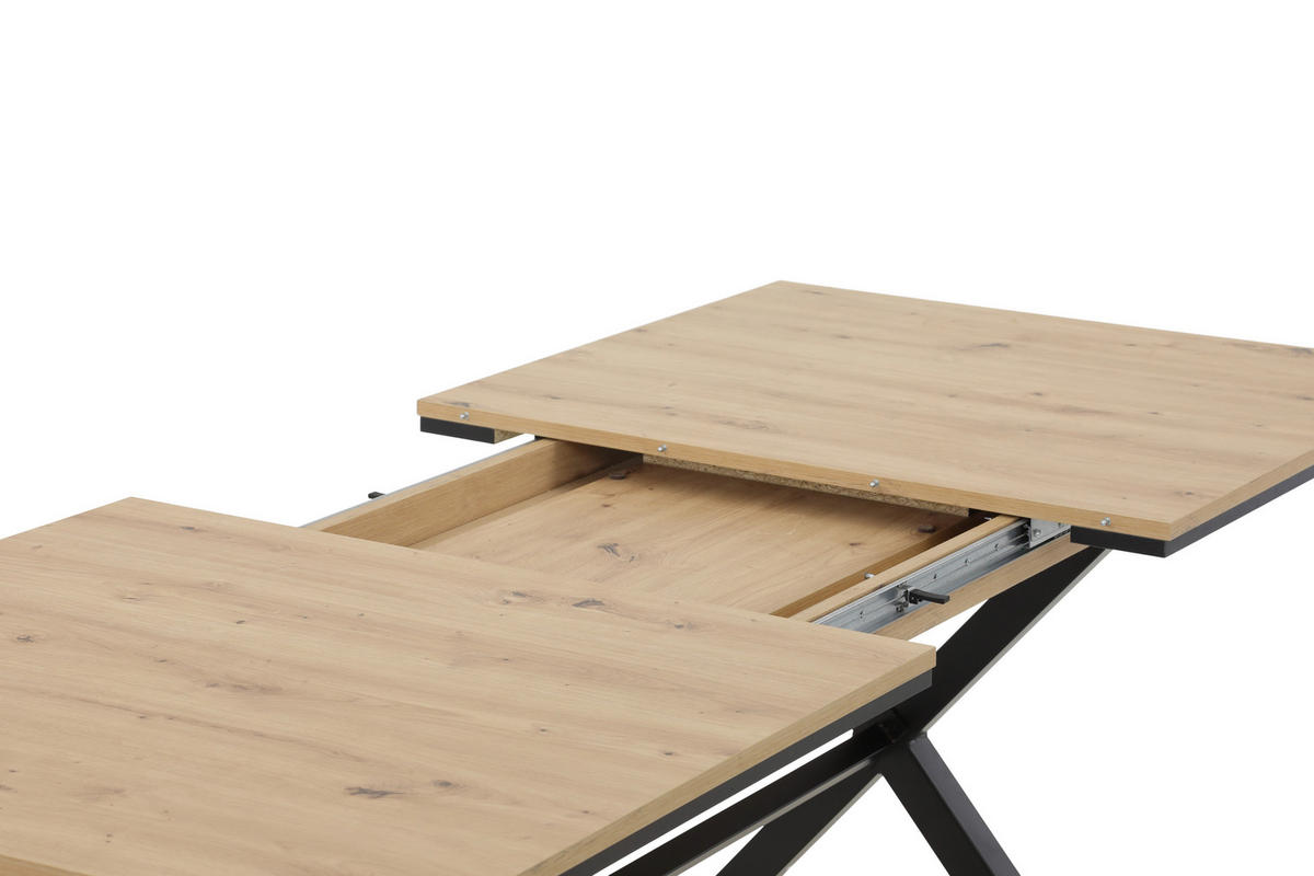 Esstisch KARINA Eiche Artisan Nachbildung schwarz pulverbeschichtet B/H/T: ca. 160x76x90 cm KARINA - Eiche/schwarz (160,00/76,00/90,00cm) - Hela