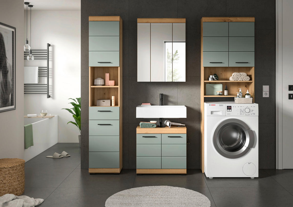 Badezimmer-Set Scout Eiche Artisan Nachbildung salbei Nachbildung B/H/T: ca. 190x191x34 cm Scout - Eiche/salbei (190,00/191,00/34,00cm) - xonox.home