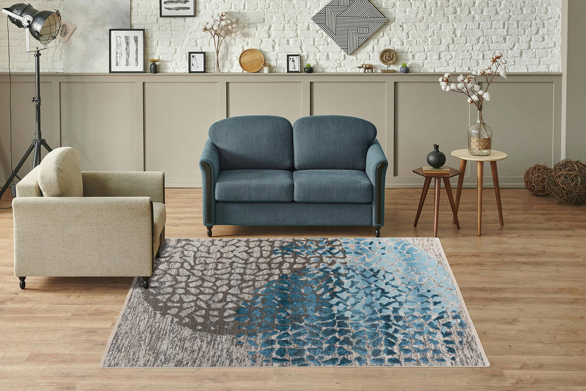 Kayoom Kurzflorteppich Milan 425 mehrfarbig B/H/L: ca. 80x0,5x150 cm Milan 425 - blau/mehrfarbig (150,00/80,00/0,50cm) - Kayoom