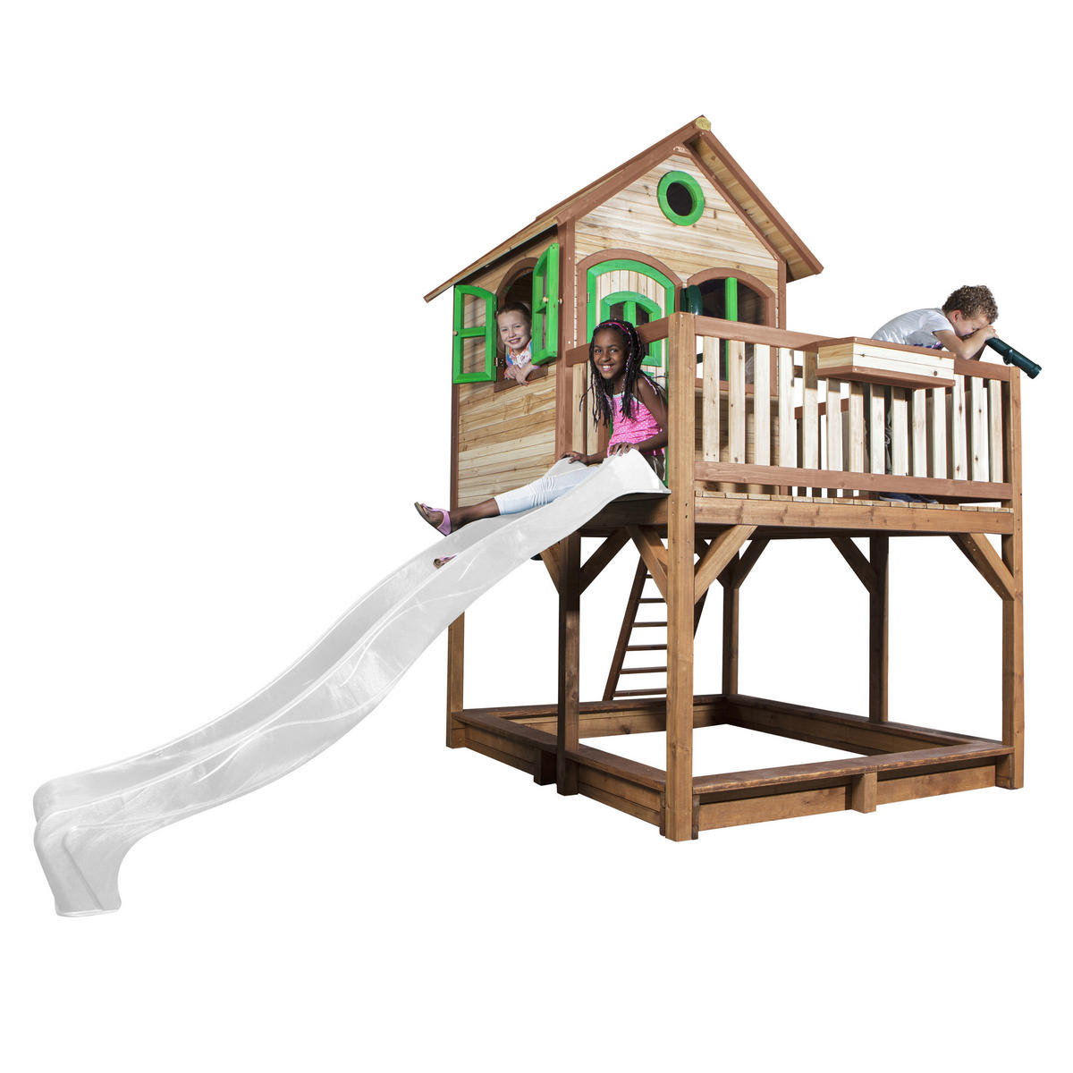 AXI Spielhaus Liam braun B/H/L: ca. 377x291x255 cm Liam - braun/weiß (255,00/377,00/291,00cm) - AXI