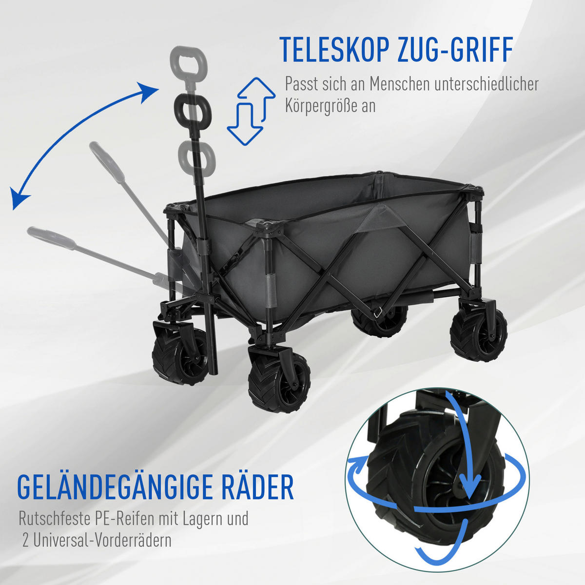 Outsunny Transportwagen grau B/H/L: ca. 55x61x108 cm Transportwagen - grau (108,00/55,00/61,00cm) - Outsunny
