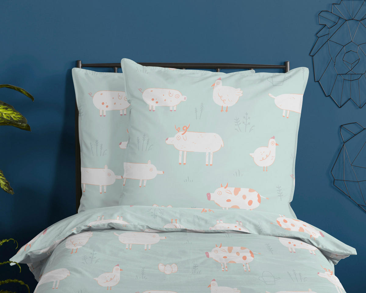 Baumwoll Bettwäsche Petting Zoo Renforce Petting Zoo - mint (135,00/200,00cm) - Good Morning