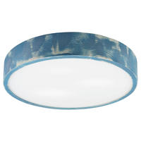 Lamkur Deckenleuchte hellbraun blau Holz Glas B/H/L: ca. 48x48x10 cm 3 Brennstellen Eveline - blau/hellbraun (10,00/48,00/48,00cm) - Lamkur