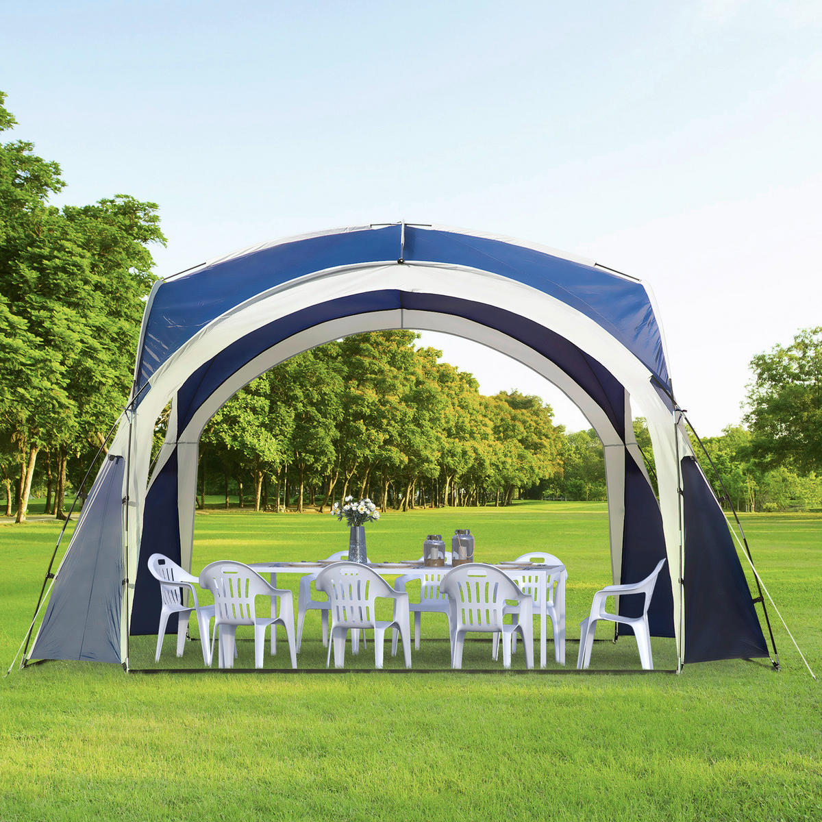Outsunny Campingartikel B/H/L: ca. 350x350x222 cm Campingzelt - blau (222,00/350,00/350,00cm) - Outsunny
