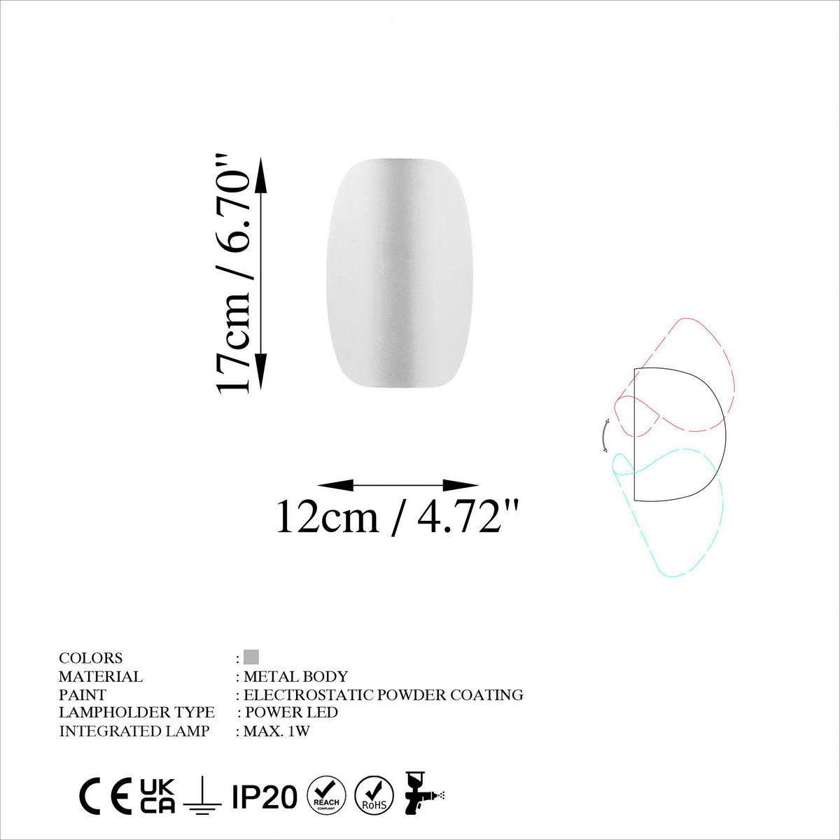 Opviq Wandleuchte 119FRS1144 Chrom Metall B/H/L: ca. 13x12x17 cm 1 Brennstellen Heybe - Chrom (17,00/13,00/12,00cm) - Opviq