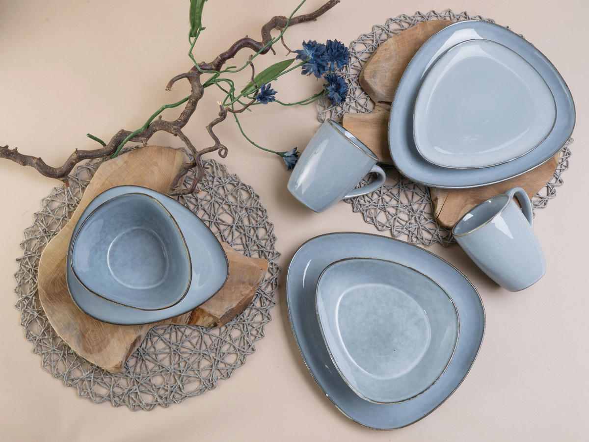 CreaTable Kombiservice Cloudy Skyblue blau Steinzeug 10 tlg. Cloudy Skyblue - blau - CreaTable