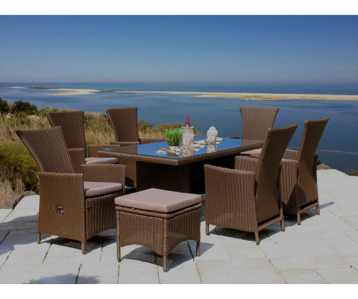 Grasekamp Gartenhocker Lanzarote braun B/H/L: ca. 50x46x50 cm Lanzarote - braun (50,00/50,00/46,00cm) - Grasekamp