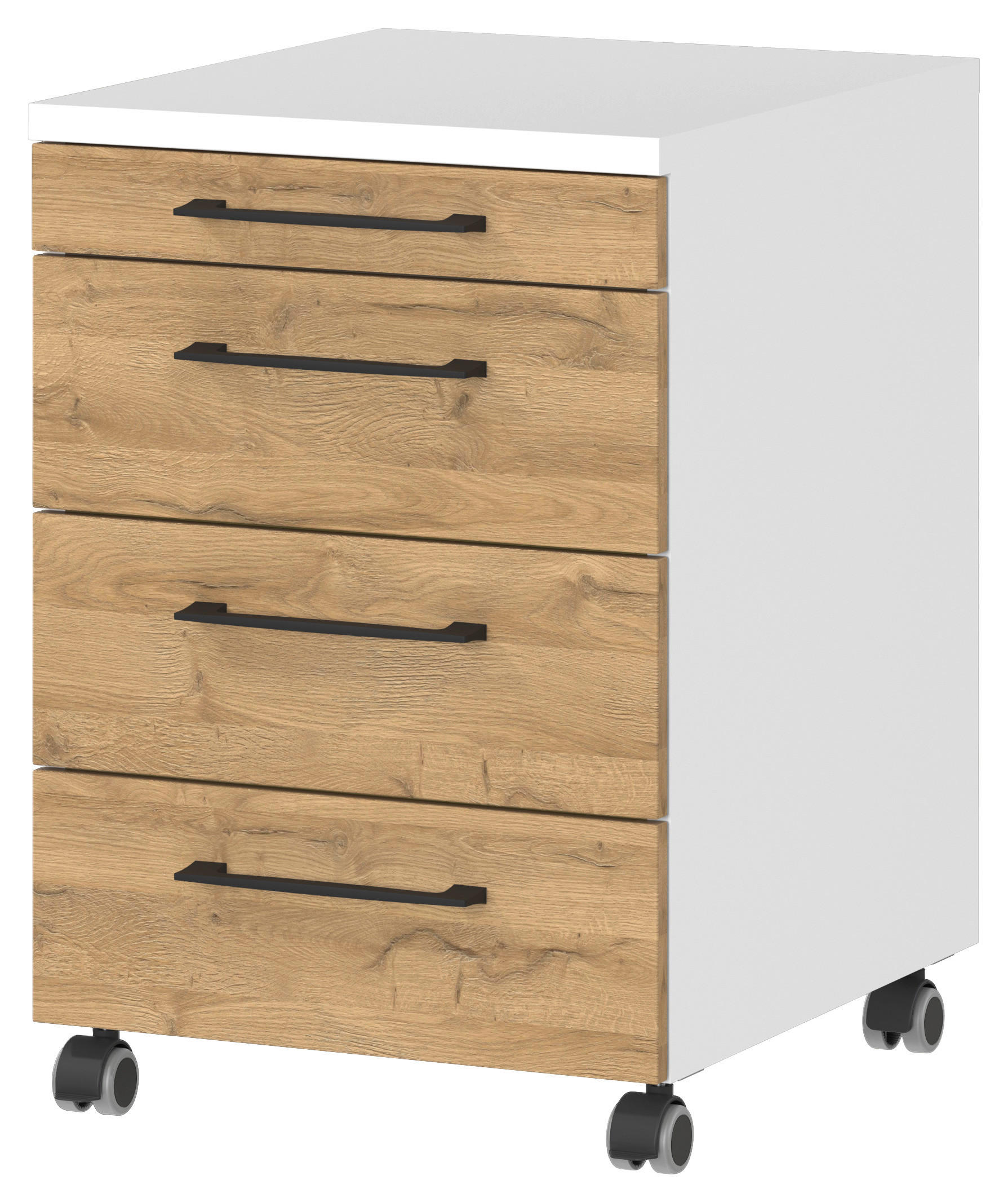 Rollcontainer 4251-559 Eiche Grand-Son Nachbildung weiß B/H/T: ca. 42x61x49 cm 4251-559 - Eiche/weiß (42,00/61,00/49,00cm) - Germania