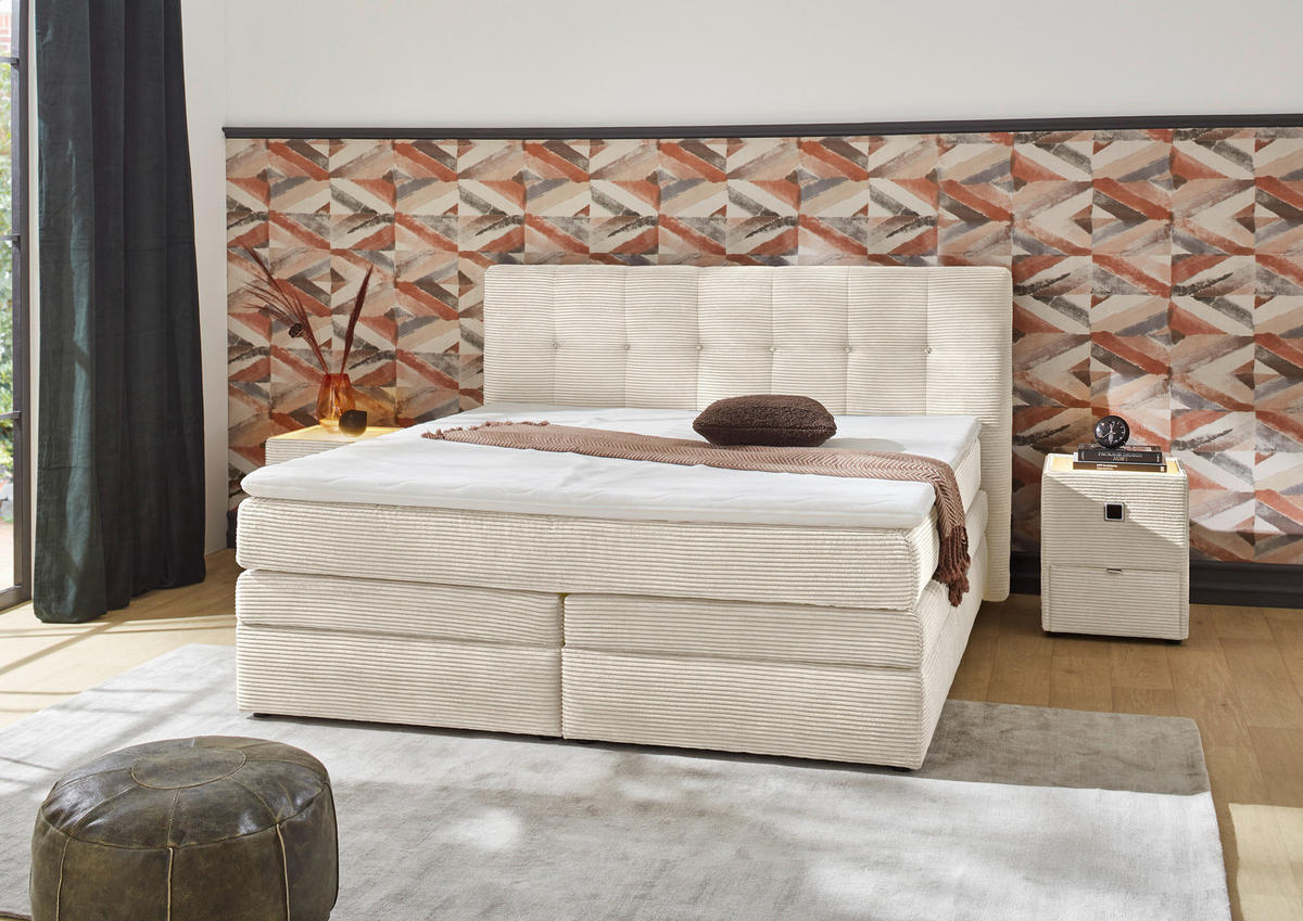 Boxspringbett  beige Liegefläche B/L: ca. 180x200 cm Amy_Boxspringbett - beige (195,00/116,00/218,00cm)