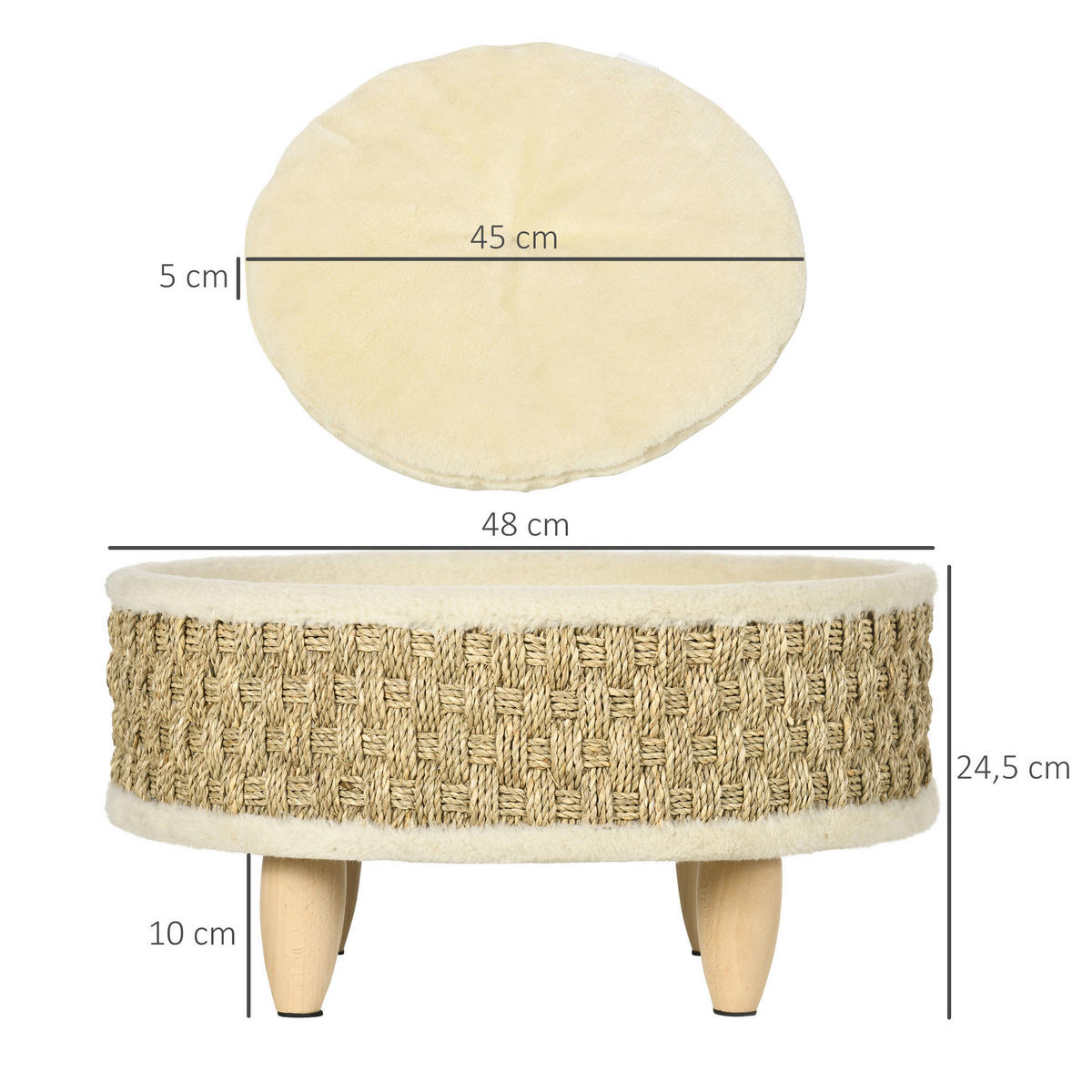 PawHut Haustierbett khaki Spanplatte B/H/L: ca. 48x24,5x48 cm Haustierbett - beige/khaki (48,00/48,00/24,50cm) - PawHut