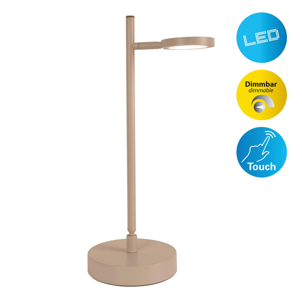 Näve Leuchten LED-Tischleuchte beige Metall B/H/T: ca. 22,6x45x16 cm LUPA - beige (22,60/45,00/16,00cm) - Näve Leuchten