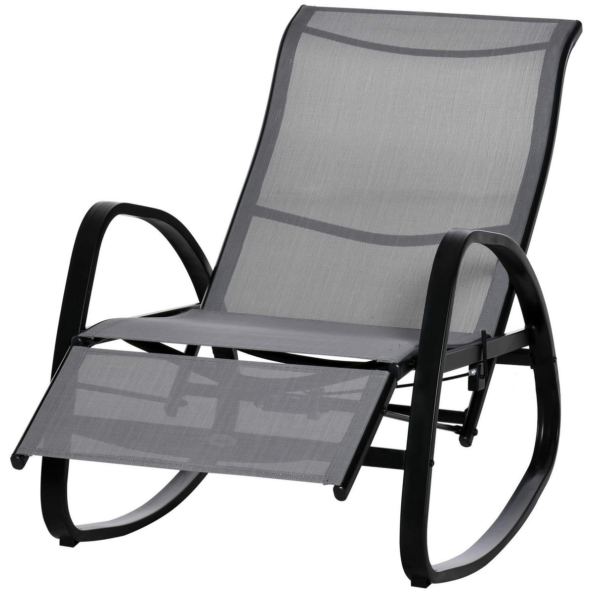 Outsunny Schaukelstuhl grau Metall B/H/L: ca. 64x96,5x90 cm Schaukelstuhl - grau (90,00/64,00/96,50cm) - Outsunny