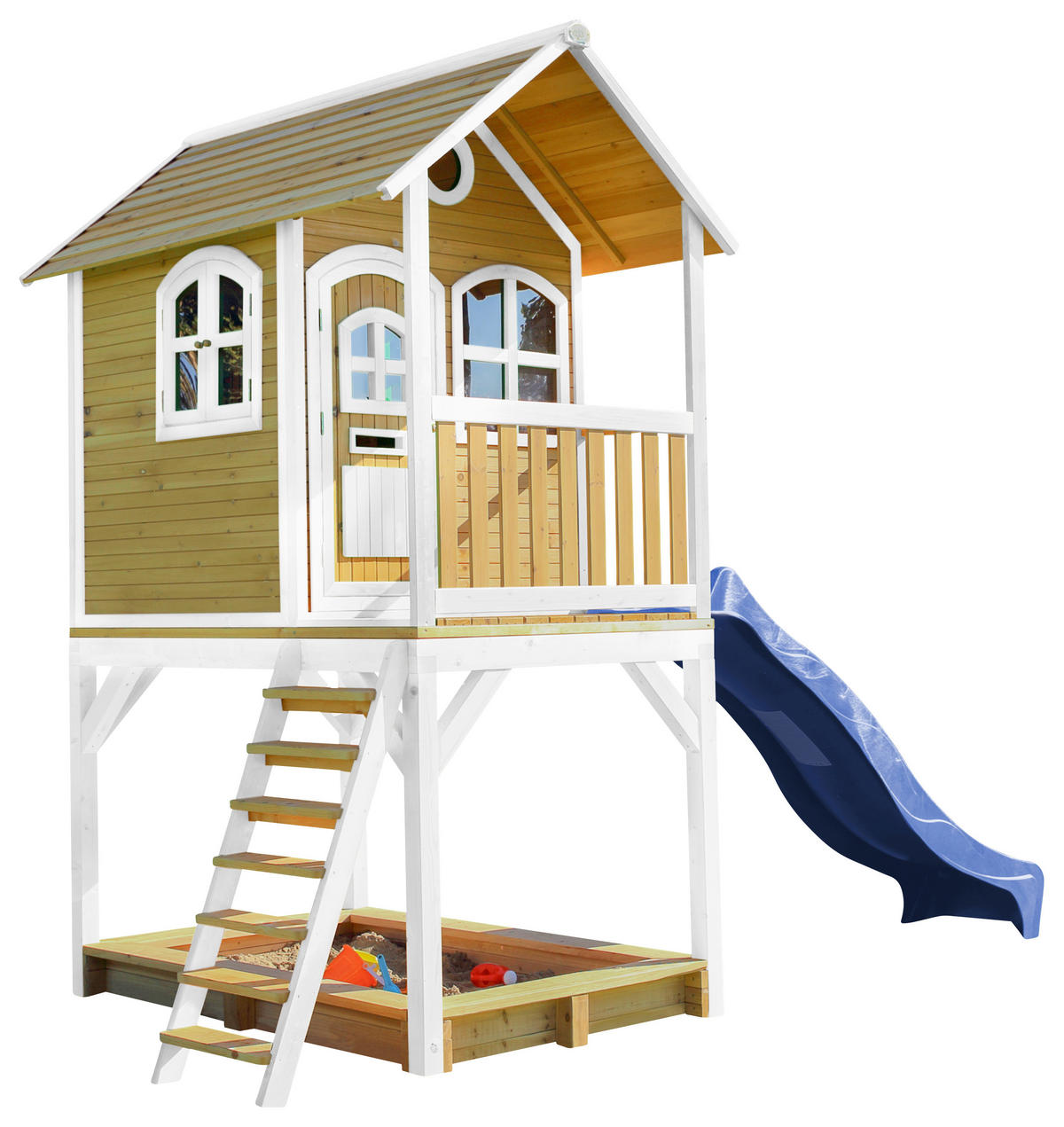 AXI Spielhaus Sarah braun B/H/L: ca. 370x291x191 cm Sarah - braun/blau (191,00/370,00/291,00cm) - AXI
