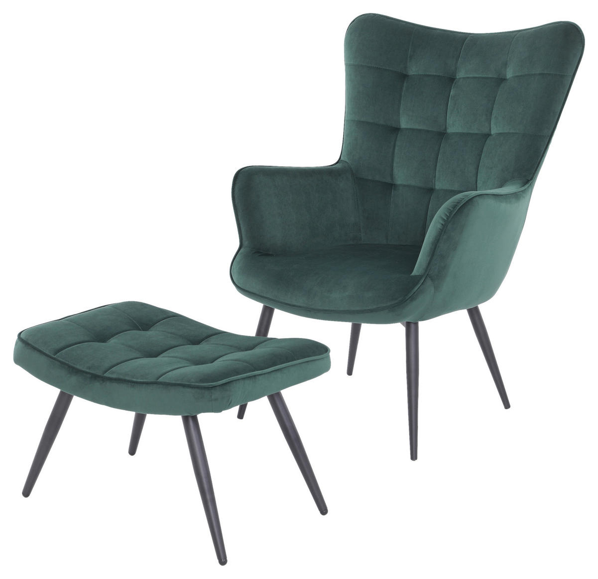 byLIVING Sessel UTA dunkelgrün schwarz Stoff Metall B/H/T: ca. 72x97x80 cm  ▷ online bei POCO kaufen