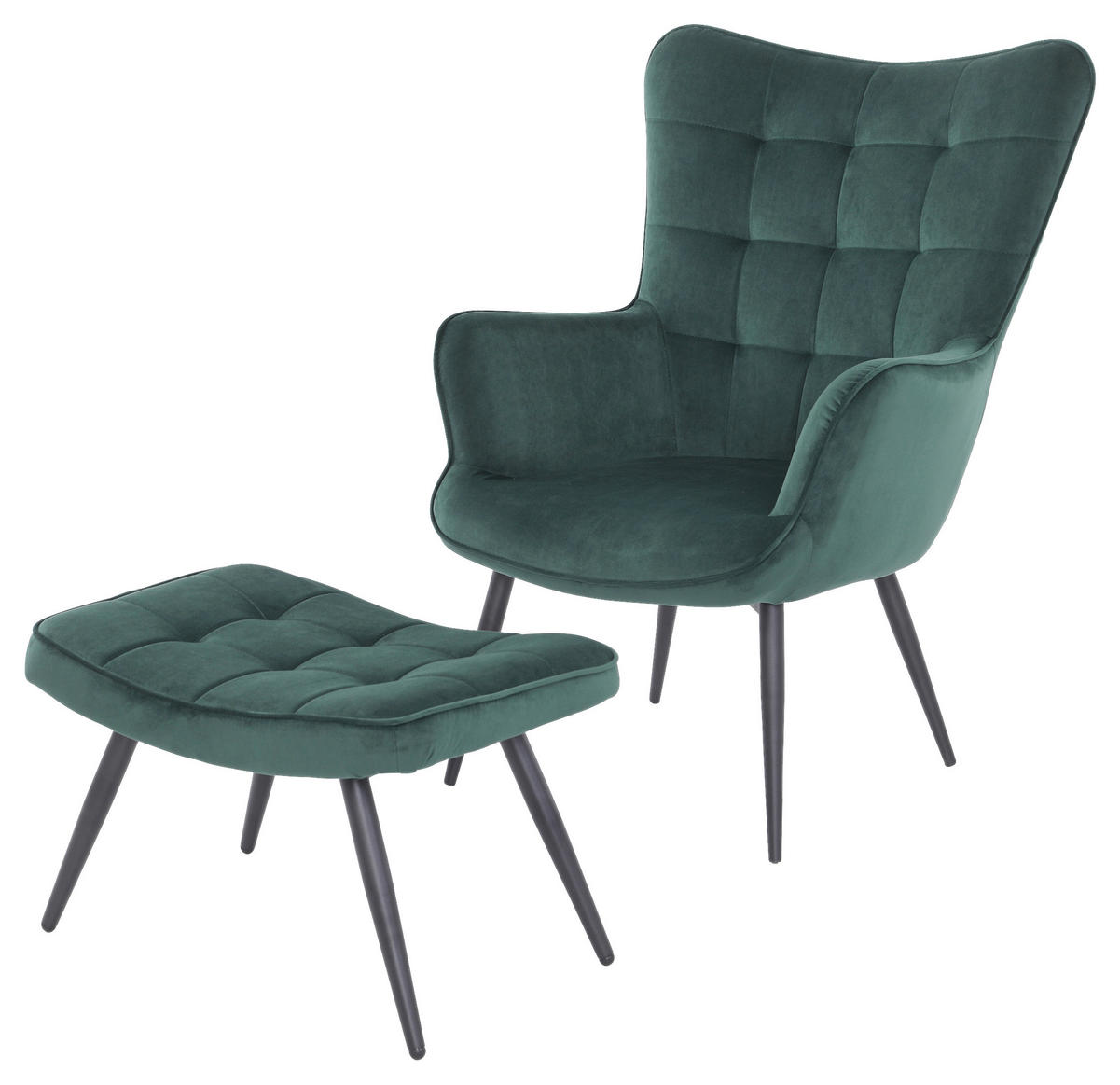 byLIVING Sessel UTA dunkelgrün schwarz Stoff Metall B/H/T: ca. 72x97x80 cm UTA - schwarz/dunkelgrün (72,00/97,00/80,00cm) - byLIVING