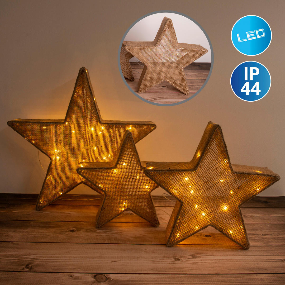 Näve Leuchten LED-Dekoleuchte LED-Dekostern - braun (10,00/48,00/50,00cm) - Näve Leuchten