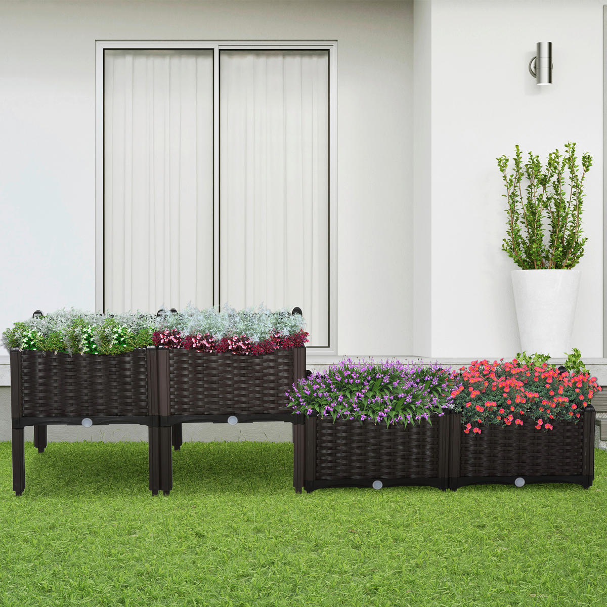 Outsunny Hochbeet B/T: ca. 80x40 cm 4-teiliges Hochbeet 845-290V02 - dunkelbraun (80,00/40,00cm) - Outsunny