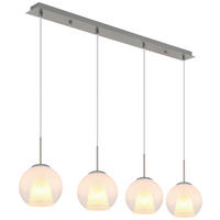 GLOBO Pendelleuchte BARRY 15749N-4H nickel Opal Metall B/H/L: ca. 18x120x100 cm E27 4 Brennstellen BARRY - nickel/Opal (100,00/18,00/120,00cm) - GLOBO