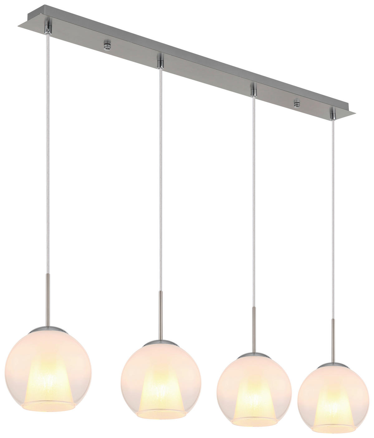 GLOBO Pendelleuchte BARRY 15749N-4H nickel Opal Metall B/H/L: ca. 18x120x100 cm E27 4 Brennstellen BARRY - nickel/Opal (100,00/18,00/120,00cm) - GLOBO