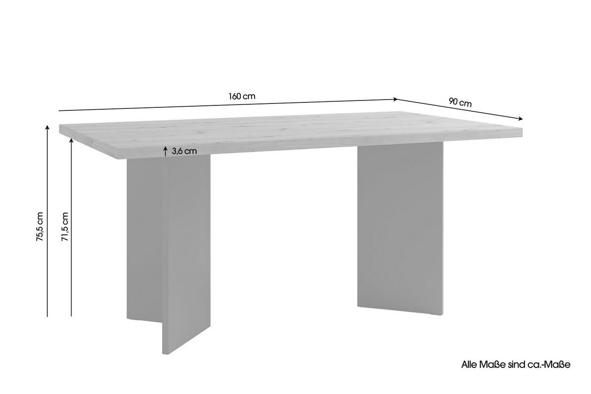 Tisch MARTEN Eiche anthrazit B/H/T: ca. 160x90x75,5 cm MARTEN - Eiche/anthrazit (160,00/90,00/75,50cm) - byLIVING
