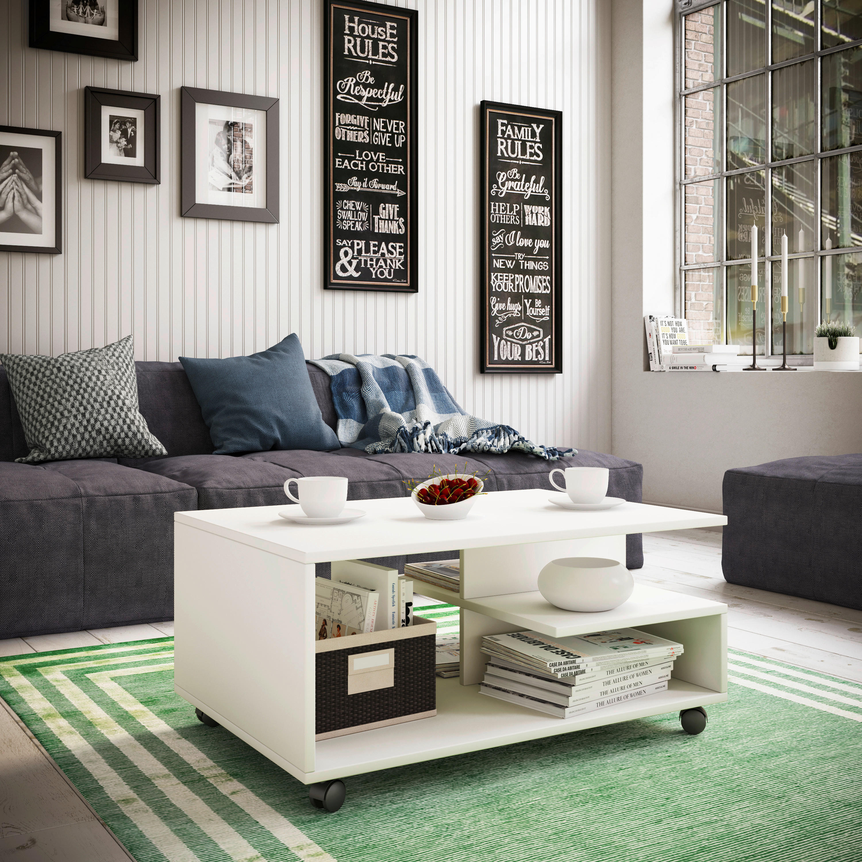 Couchtisch Stango weiß B/H/T: ca. 80x40x50 cm Stango - weiß (80,00/40,00/50,00cm) - VCM Möbel