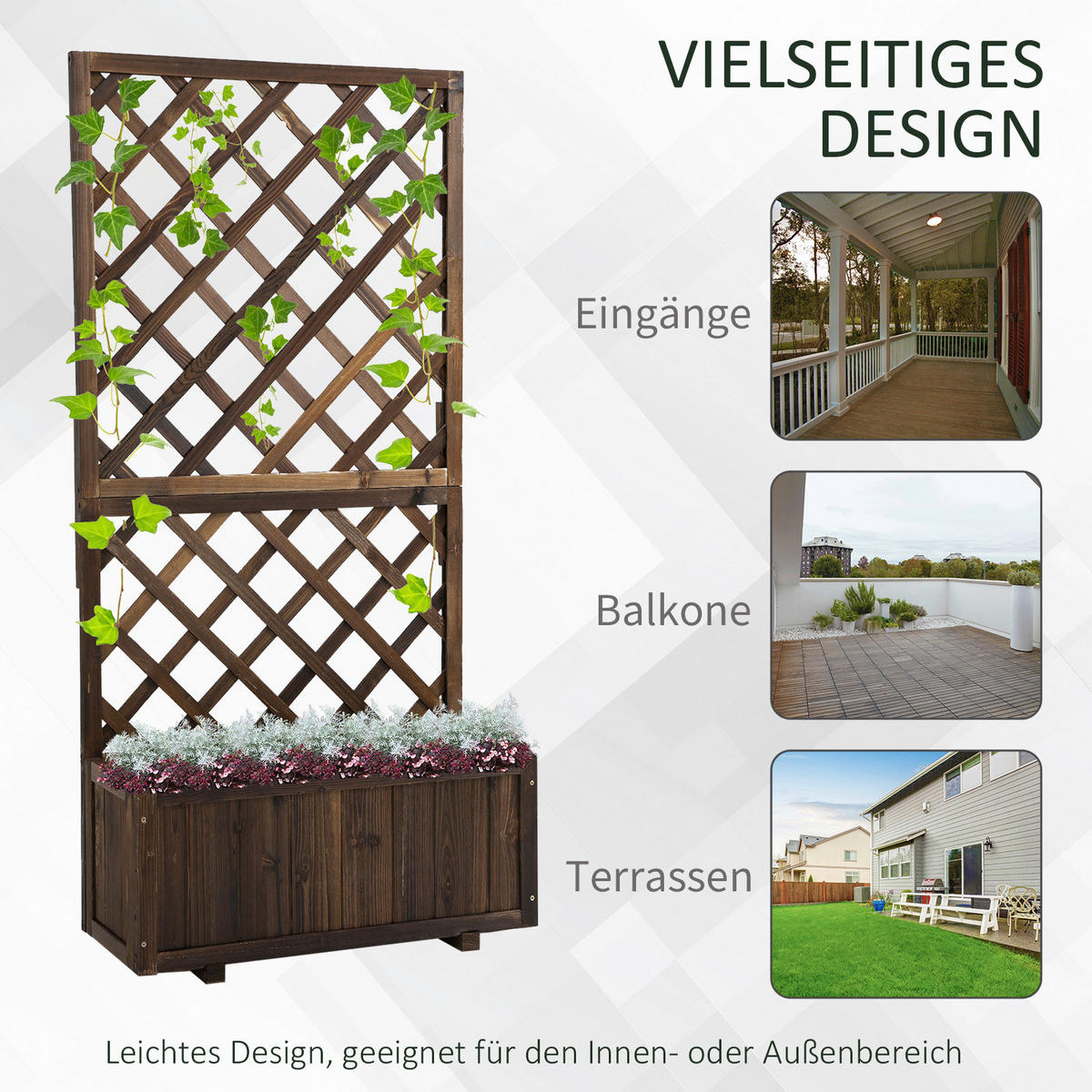 Outsunny Pflanzkasten dunkelbraun Holz B/H/L: ca. 32x150x73 cm Pflanzkasten 845-127BN - dunkelbraun (73,00/32,00/150,00cm) - Outsunny