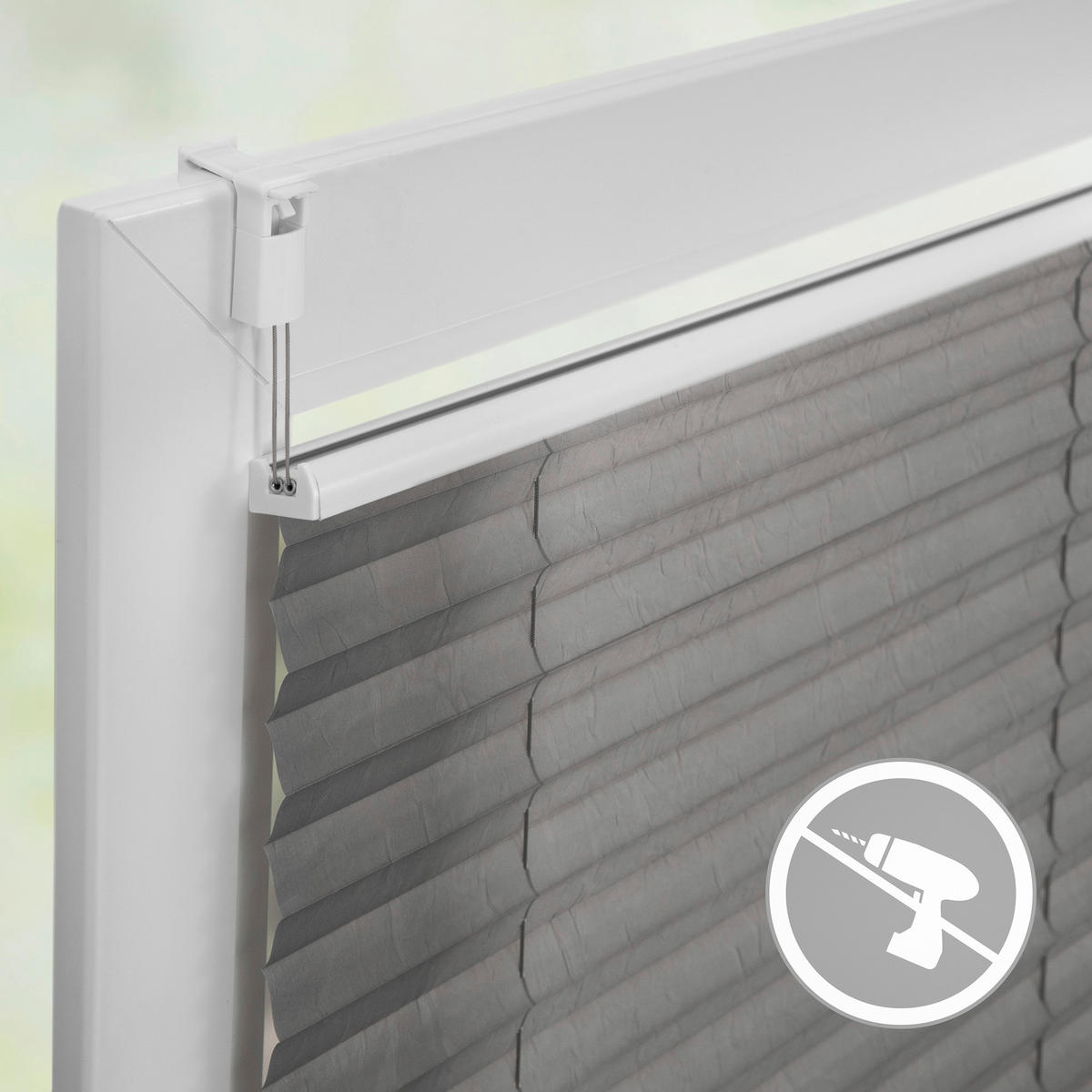 LICHTBLICK Spannplissee hellgrau B/L: ca. 50x130 cm Plissee_Klemmfix - hellgrau (50,00/130,00cm) - LICHTBLICK