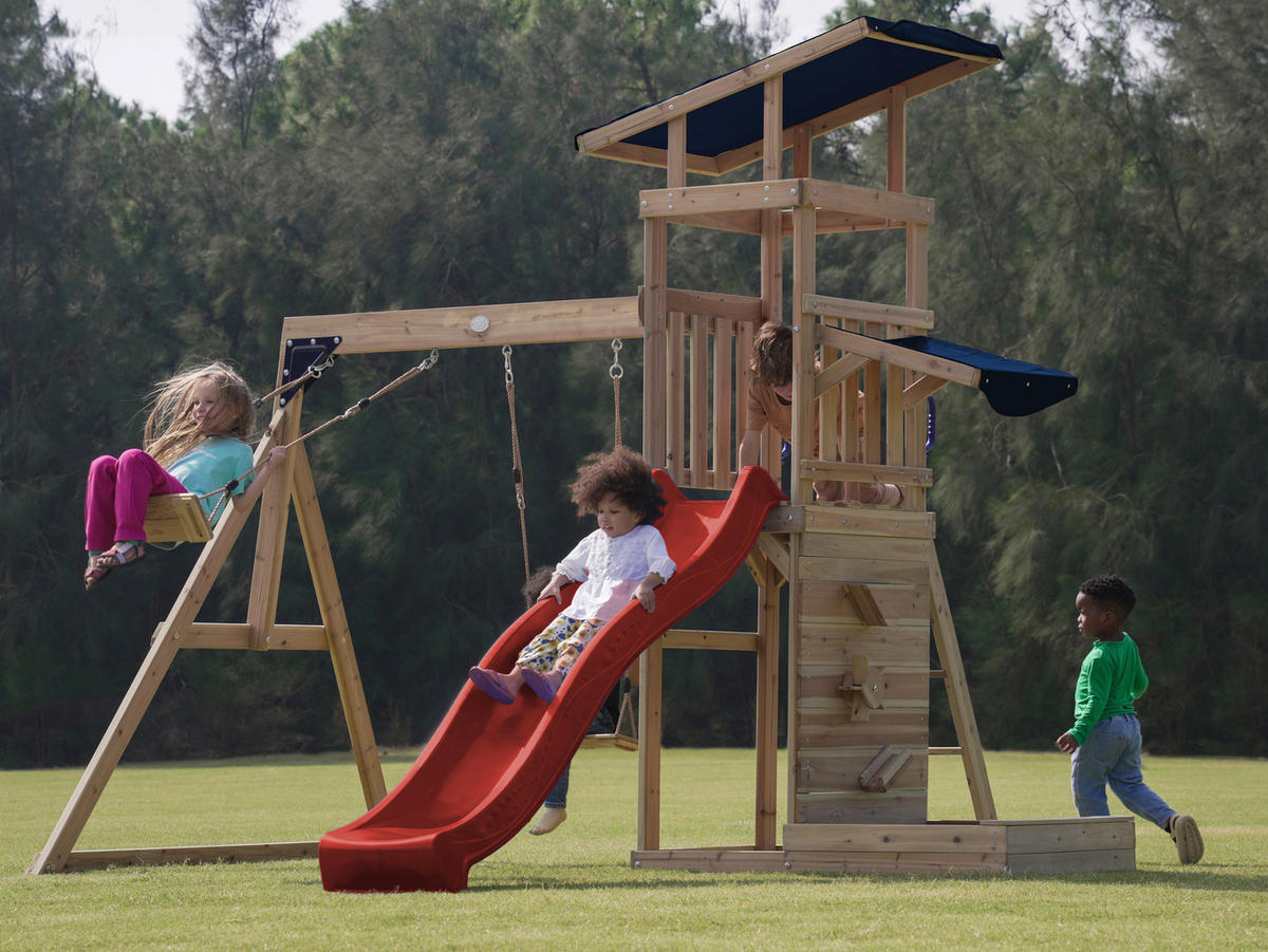 AXI Spielturm Malik rot B/H/L: ca. 345x270x336 cm Malik - braun/rot (336,00/345,00/270,00cm) - AXI