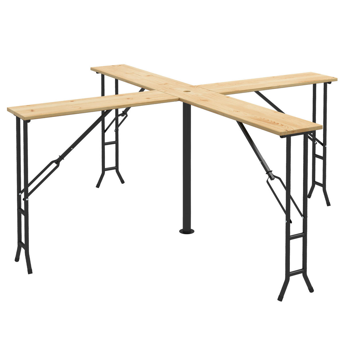 Outsunny Gartentisch natur Polypropylen B/H/L: ca. 240x240x105 cm Bierzelttisch - natur (105,00/240,00/240,00cm) - Outsunny