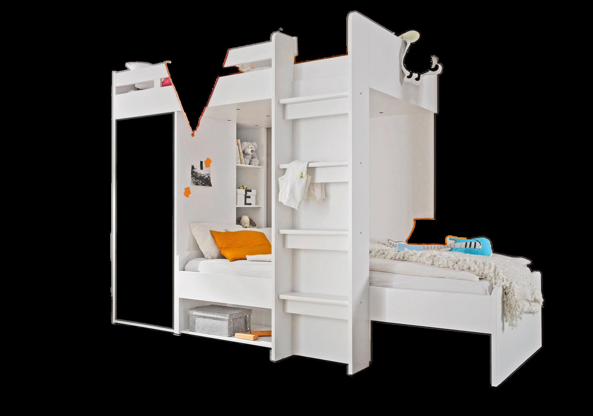 Hochbett Maxi weiß Beton Optik Liegefläche B/L: ca. 90x200 cm Maxi - Beton/weiß (269,00/180,00/115,00cm)