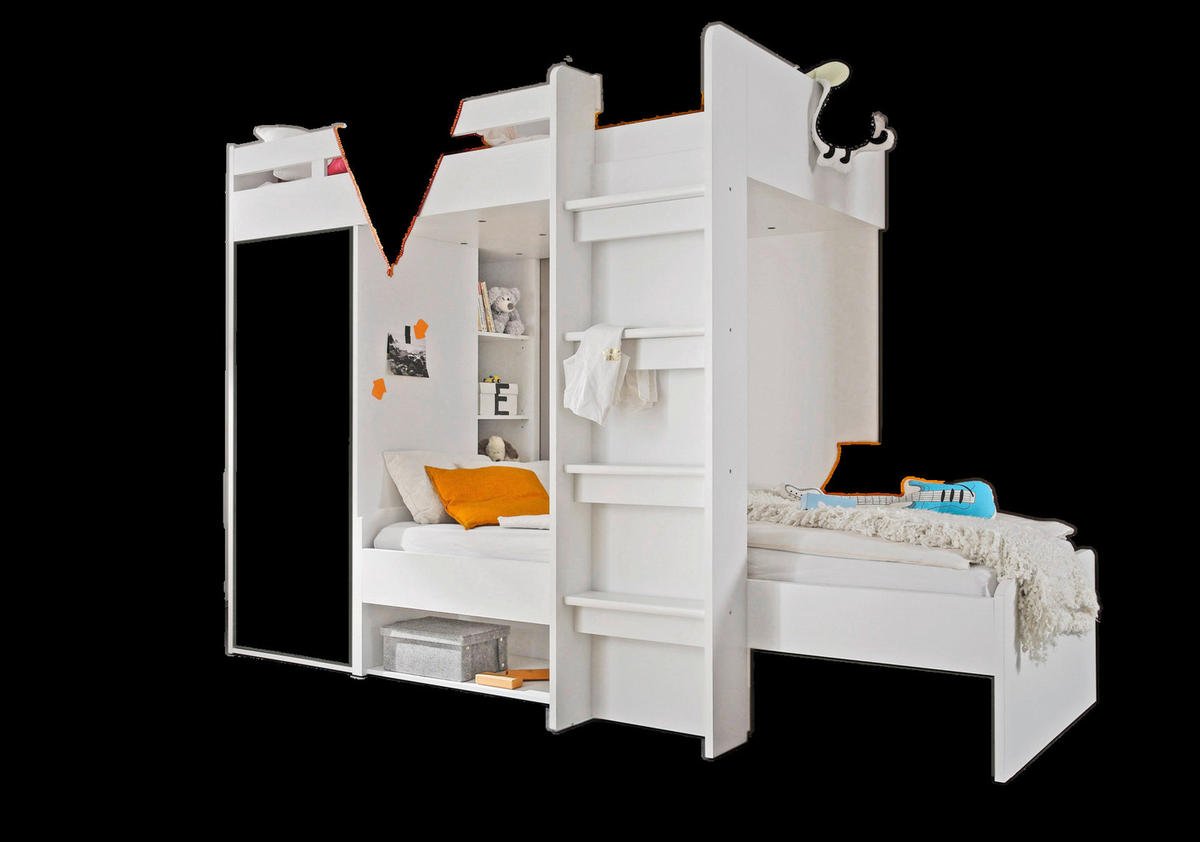 Hochbett Maxi weiß Beton Optik Liegefläche B/L: ca. 90x200 cm Maxi - Beton/weiß (269,00/180,00/115,00cm)