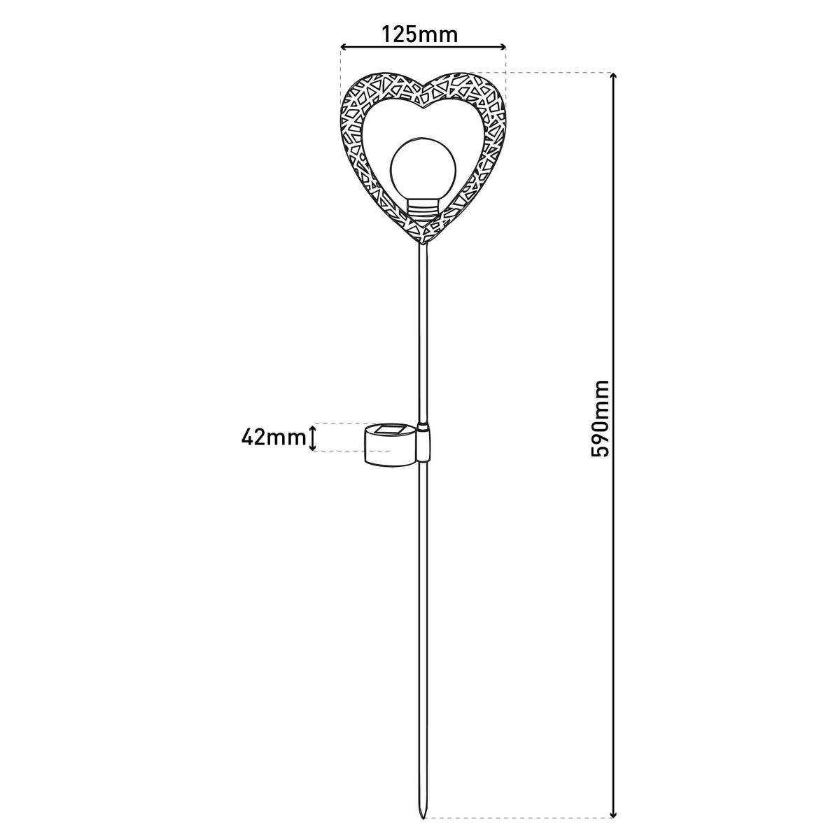 LED-Solarleuchte 5290702 schwarz Metall Glas B/H: ca. 12,5x59 cm LED Solarleuchte HERZ - schwarz (12,50/59,00cm) - Näve Leuchten