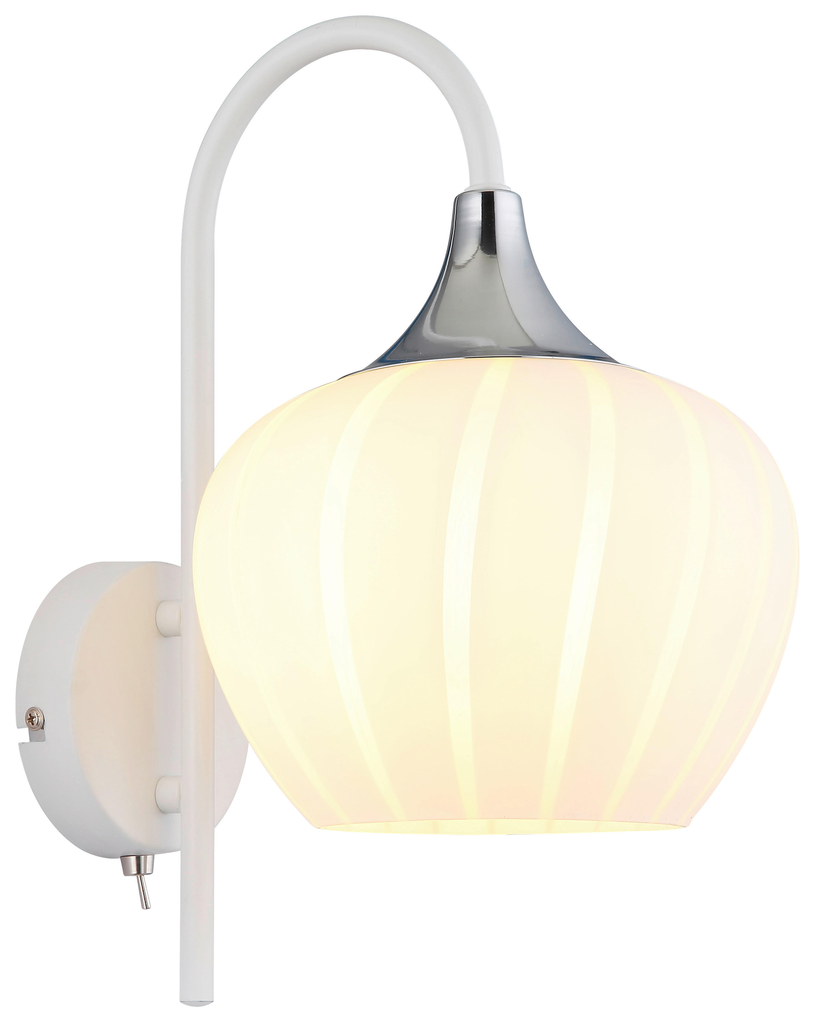 GLOBO Wandleuchte weiß Opal Chrom Glas Metall B/H/T: ca. 18x32x25 cm E27 1 Brennstellen MAXY - weiß/Opal (18,00/32,00/25,00cm) - GLOBO