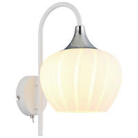 GLOBO Wandleuchte weiß Opal Chrom Glas Metall B/H/T: ca. 18x32x25 cm E27 1 Brennstellen MAXY - weiß/Opal (18,00/32,00/25,00cm) - GLOBO