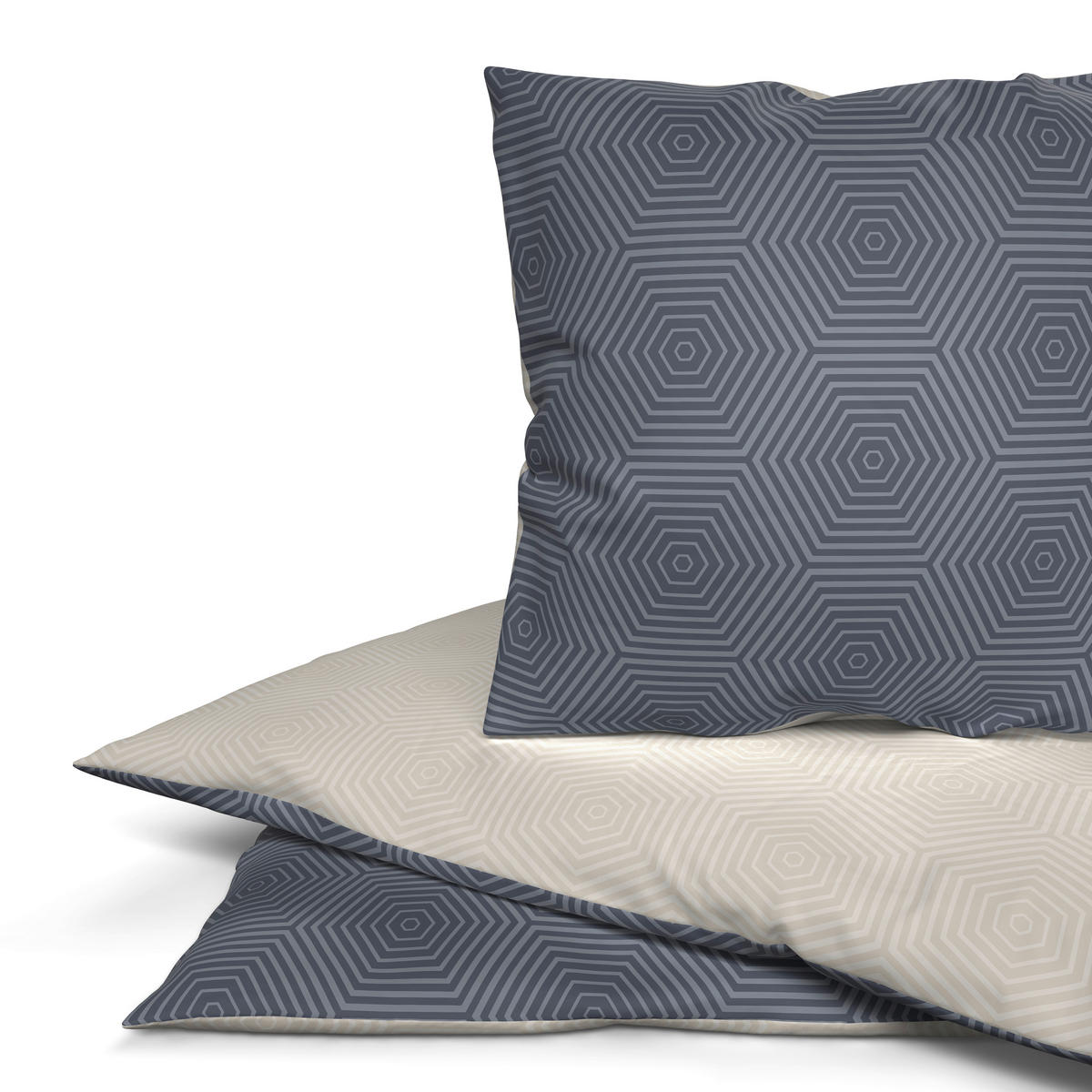 Baumwoll Wende Bettwäsche Renforce Wendebettwäsche_Renforce_Sechseck - creme/anthrazit (135,00/200,00cm) - Dobnig