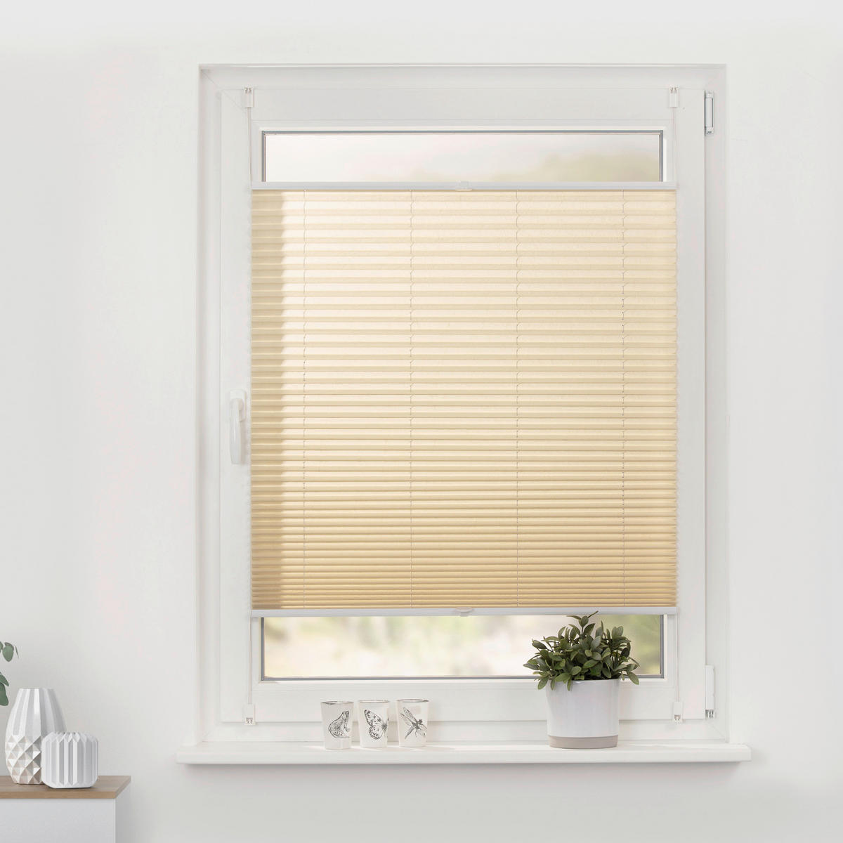 Spannplissee creme B/L: ca. 95x130 cm Plissee_Klemmfix - creme (95,00/130,00cm) - LICHTBLICK