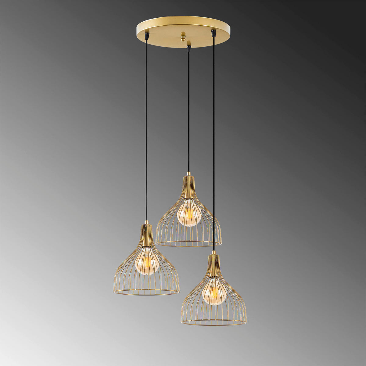 Opviq Pendelleuchte gold B/H/L: ca. 49x121x49 cm E27 1 Brennstellen Cafu - gold (49,00/49,00/121,00cm) - Opviq