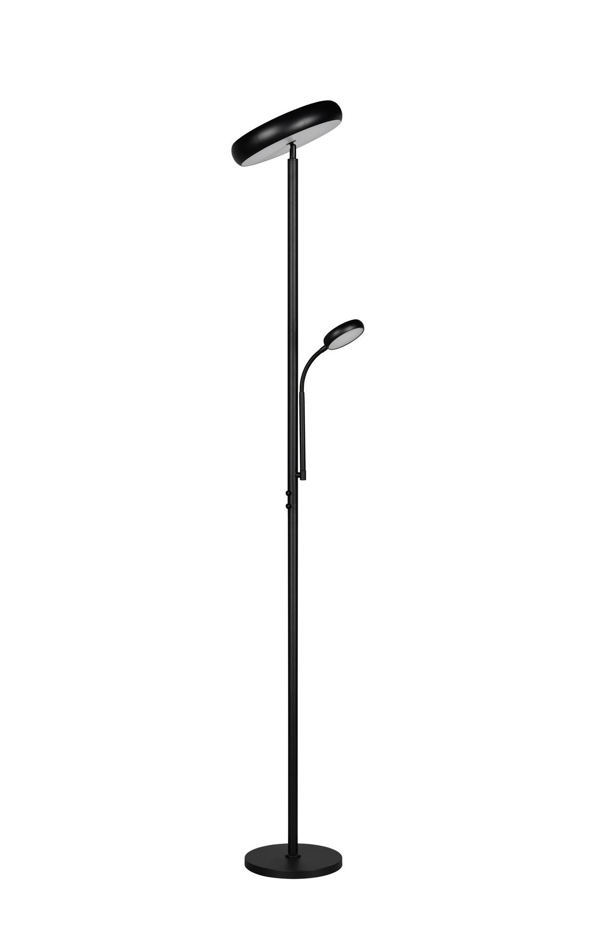 Reality LED Stehleuchte mattschwarz Metall H: ca. 183 cm 1 Brennstellen Palermo - mattschwarz (183,00cm) - Reality