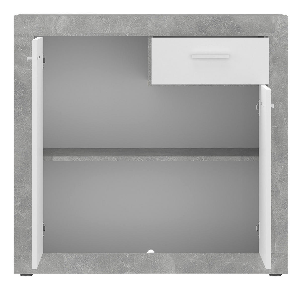 Kommode Focus Beton Optik weiß glänzend B/H/T: ca. 94,2x90x39 cm Focus - Beton/weiß (94,20/90,00/39,00cm)