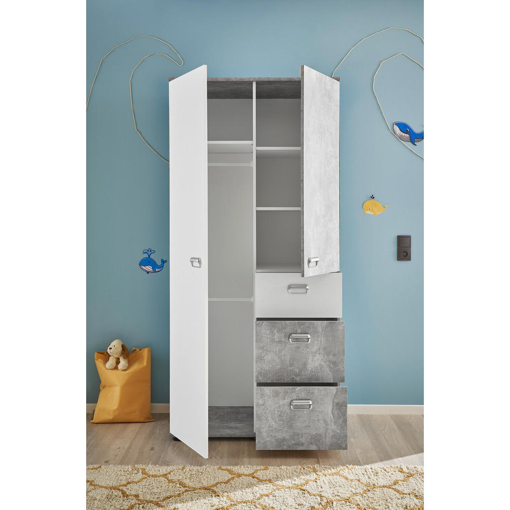 Thumbnail - Kleiderschrank Matino weiß Beton B/H/T: ca. 90x191x53 cm