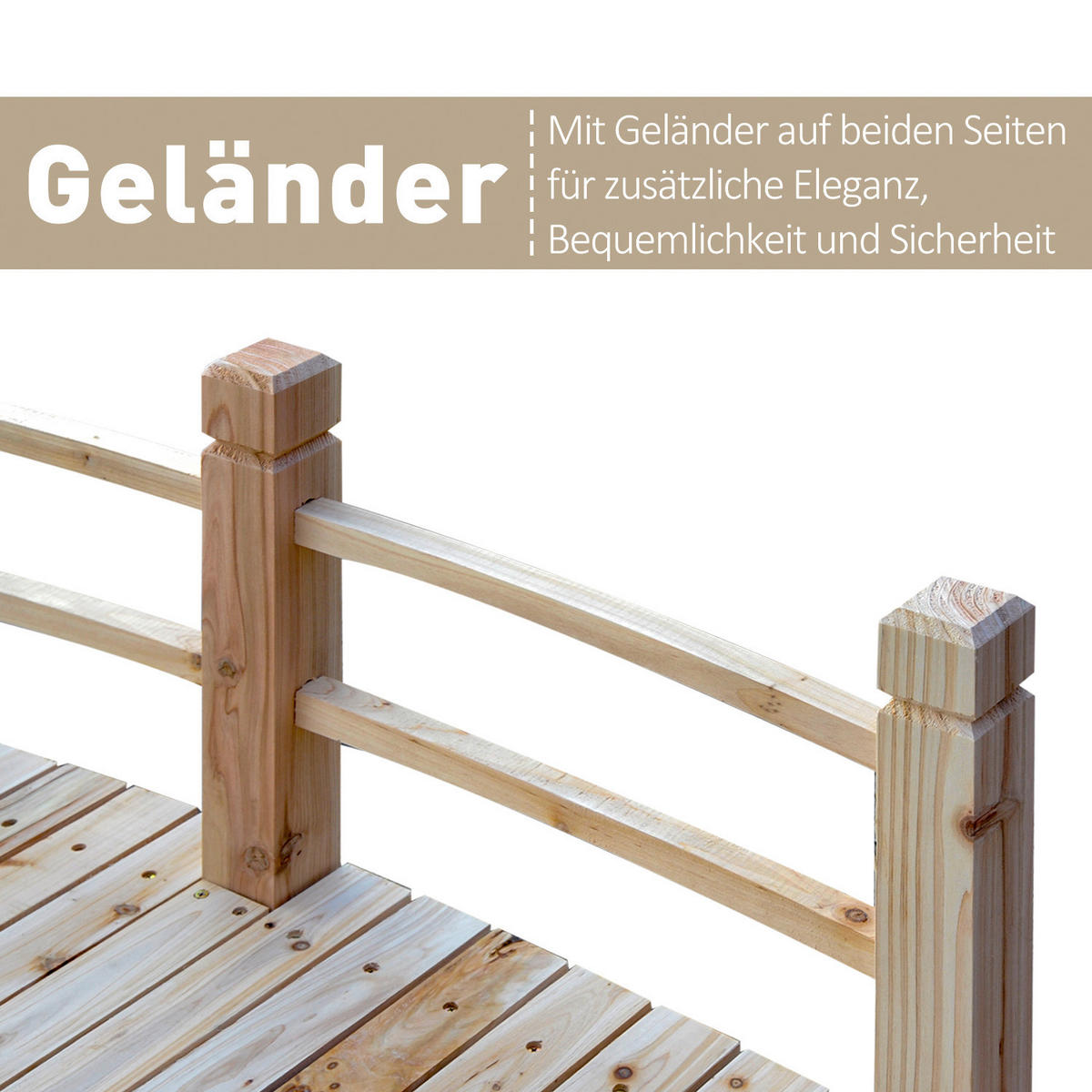 Outsunny Holzbrücke natur B/H/L: ca. 67x48x1525 cm ca. 181 kg Holzbrücke - natur (1525,00/67,00/48,00cm) - Outsunny