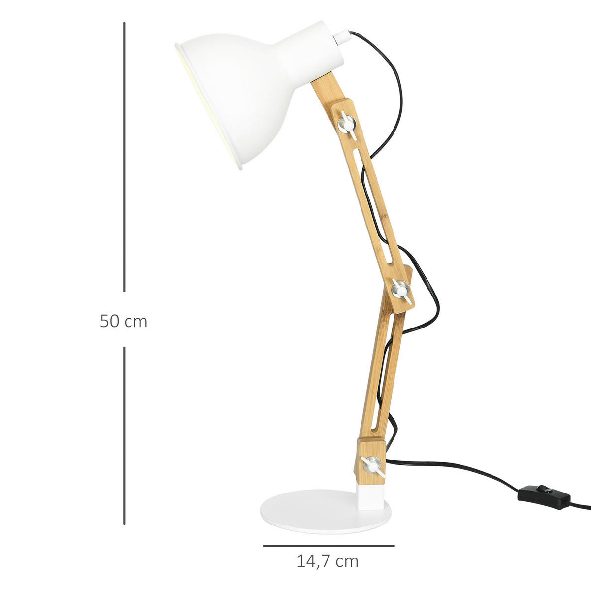 HOMCOM Schreibtischleuchte Schreibtischlampe - weiß (50,00/15,50/36,00cm) - HOMCOM