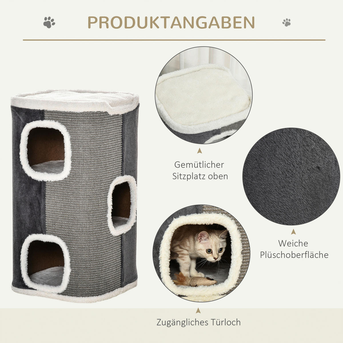 PawHut Kratzbaum Kratzbaum - (40,00/40,00/74,00cm) - PawHut