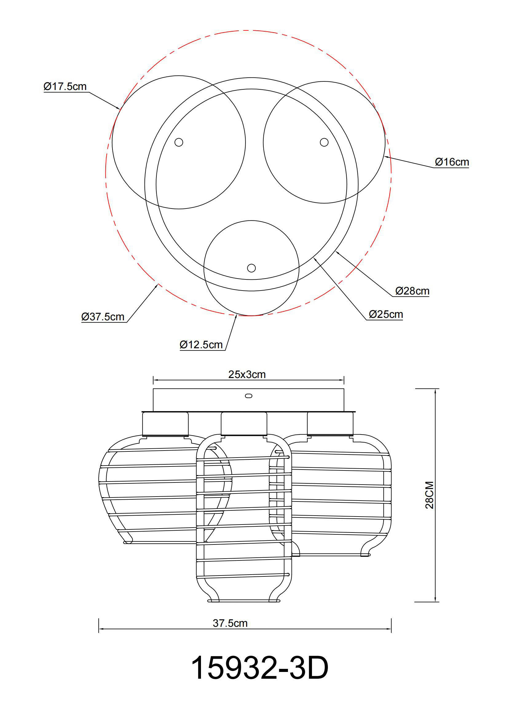GLOBO Deckenleuchte Chrom weiß Aluminium Metall B/H/L: ca. 38x42x38 cm 3 Brennstellen Deckenleuchte-Nesa - weiß/Chrom (38,00/38,00/42,00cm) - GLOBO