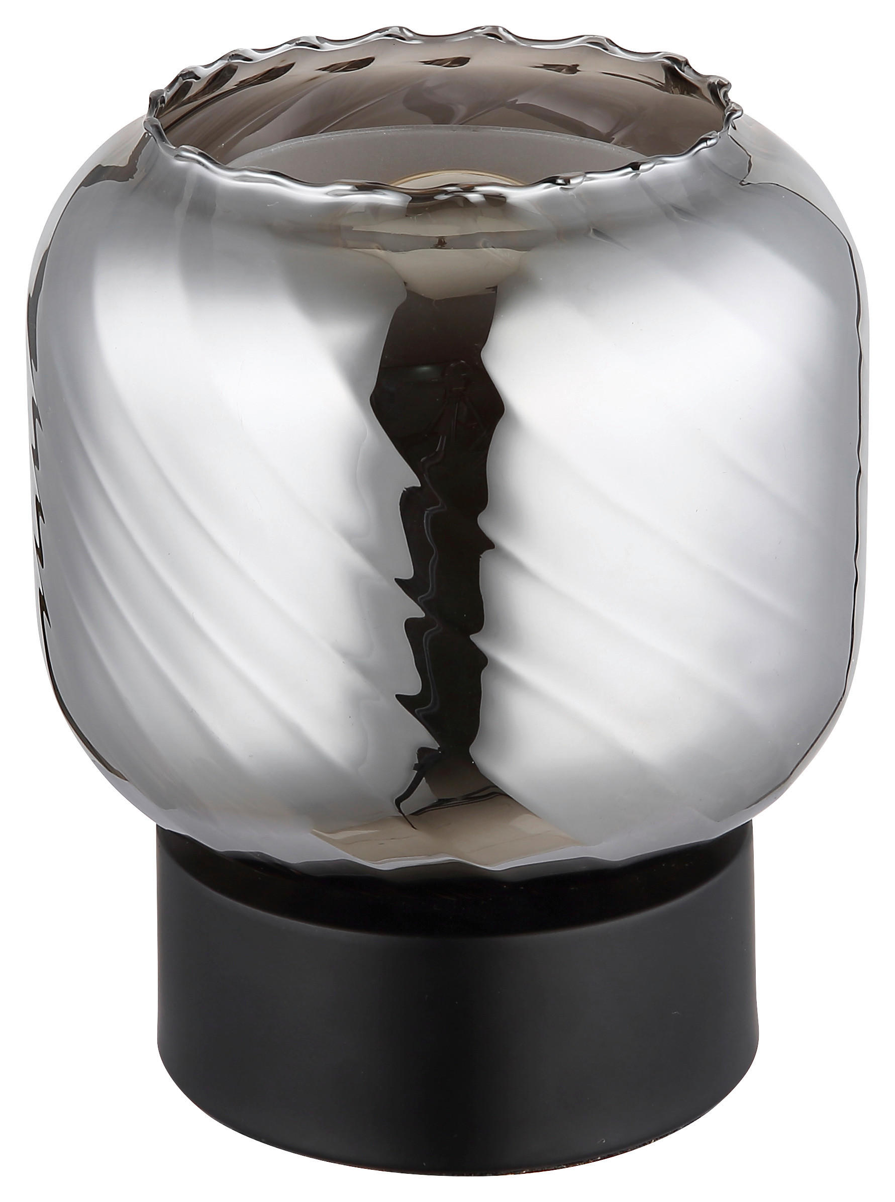 GLOBO Tischleuchte Rauch mattschwarz Metall Glas H/D: ca. 17x14 cm E27 1 Brennstellen Xia - mattschwarz/Rauch (14,00/17,00cm) - GLOBO
