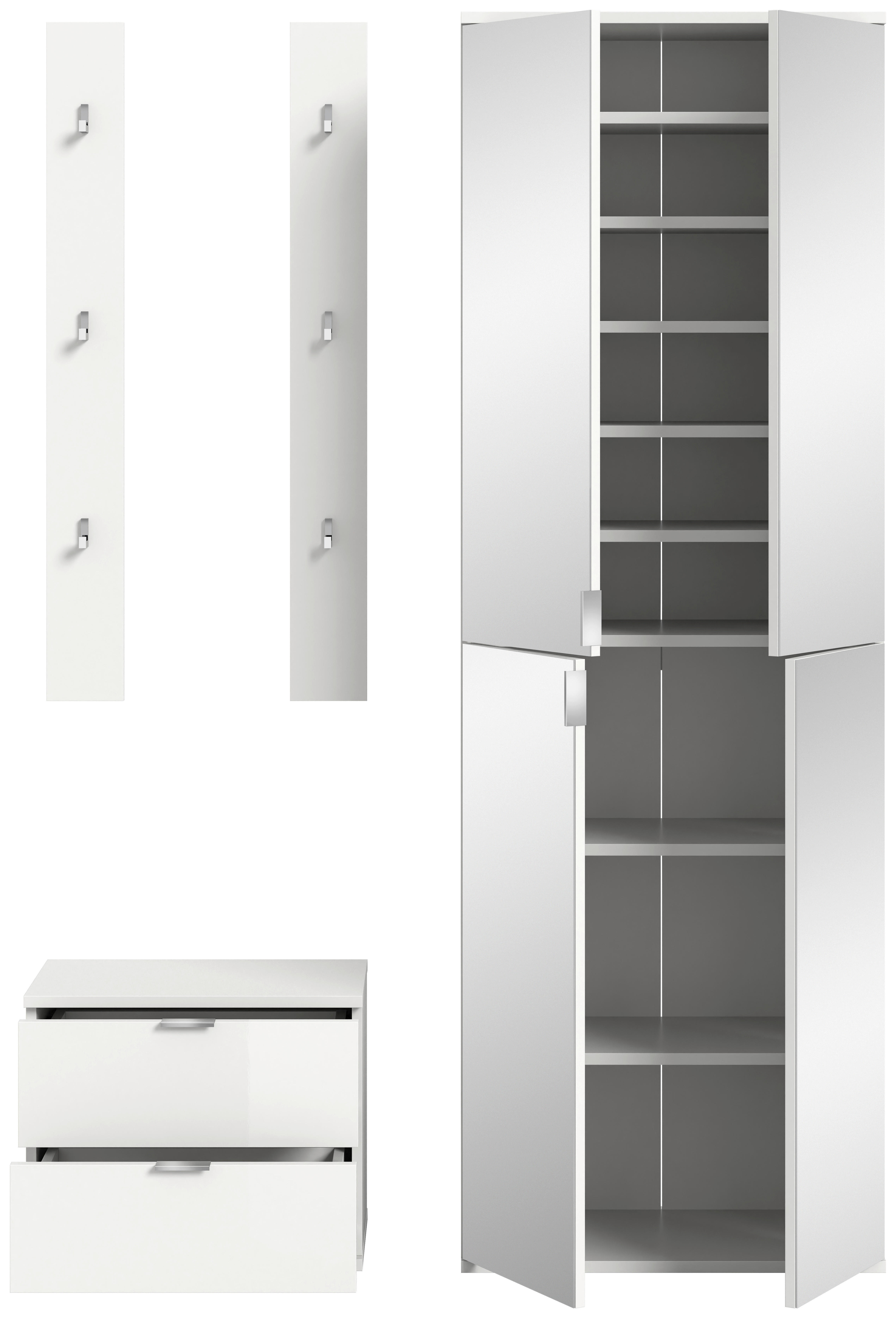 Garderobe PROJEKT X weiß weiß Hochglanz B/H/T: ca. 128x191x37 cm PROJEKT X - weiß (128,00/191,00/37,00cm) - xonox.home