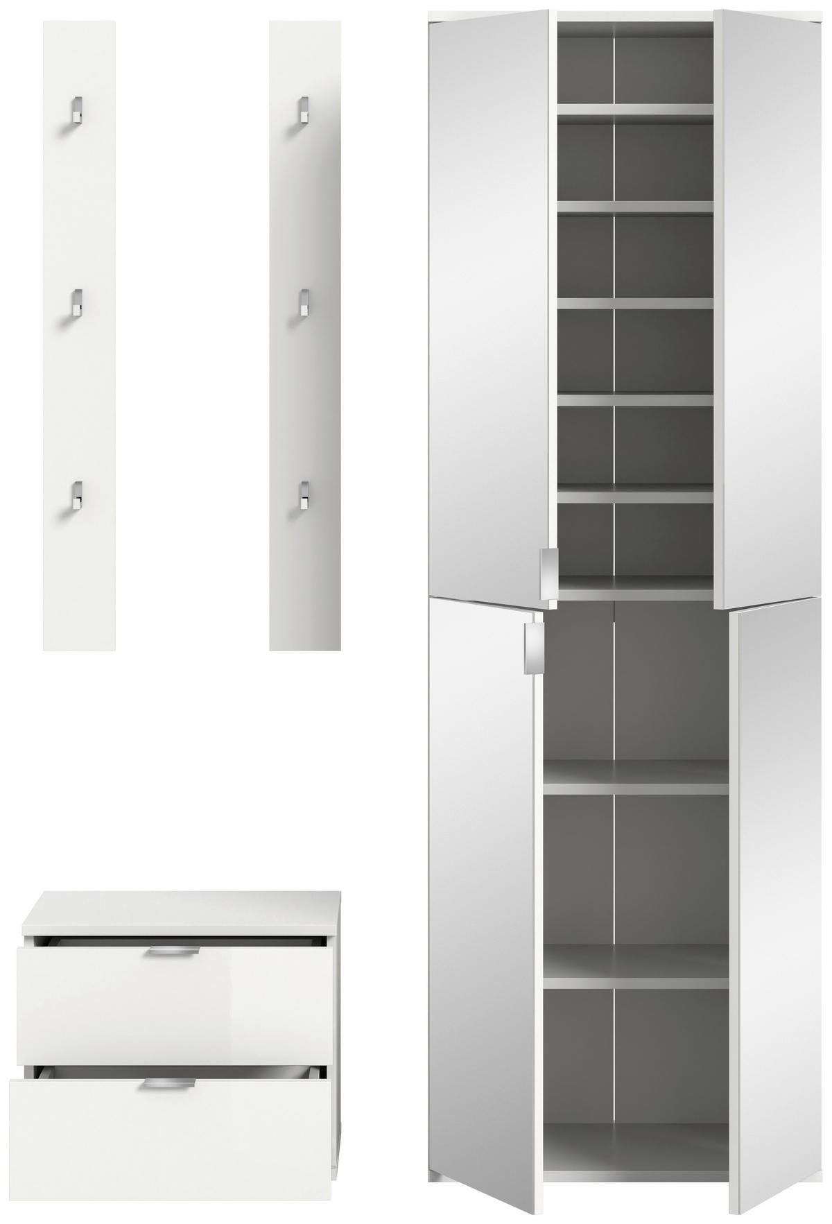 Garderobe PROJEKT X weiß weiß Hochglanz B/H/T: ca. 128x191x37 cm PROJEKT X - weiß (128,00/191,00/37,00cm) - xonox.home